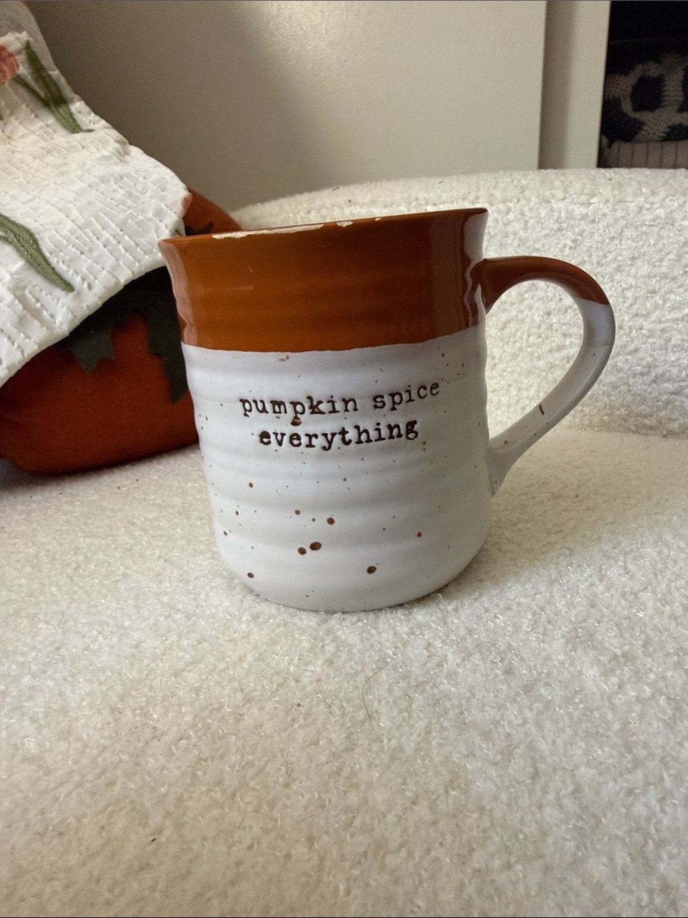 Pumpkin Spice Everything Ceramic Mug - White & Brown